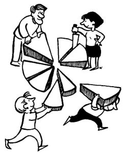 Members dividing up the pie equally