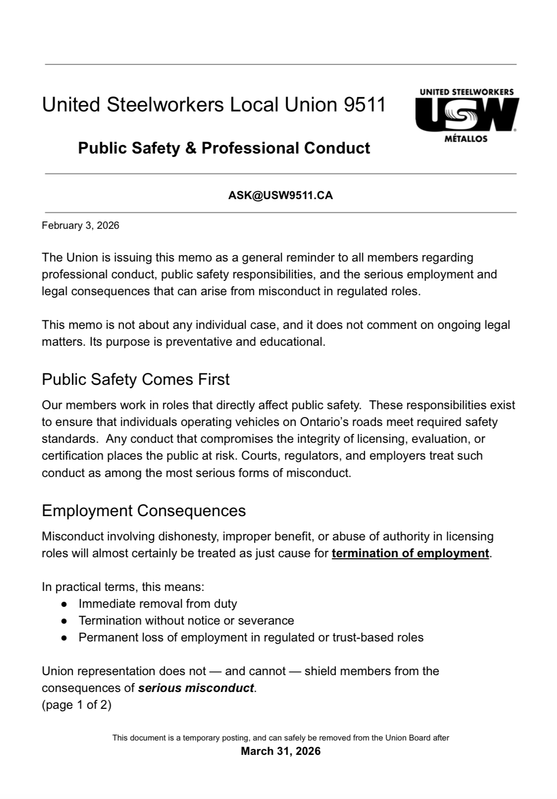 Public Safety & Professional Conduct
